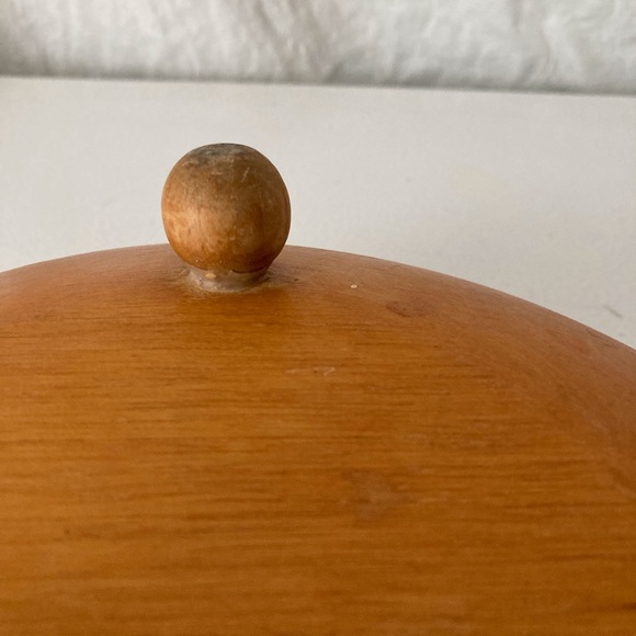 Primitive Wood Dough Bowl Footed Hand Painted  1940's Red Radishes on Inside - Picture 13 of 16